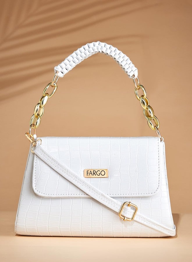 Fargo PU Women's Sling Bag Handbag For Women (White) - Image 4